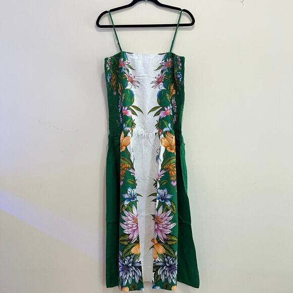 NEW NWT Farm Rio Sweet Bloom Dreamscape Linen Blend Sleeveless Midi Dress Size L - Picture 5 of 11